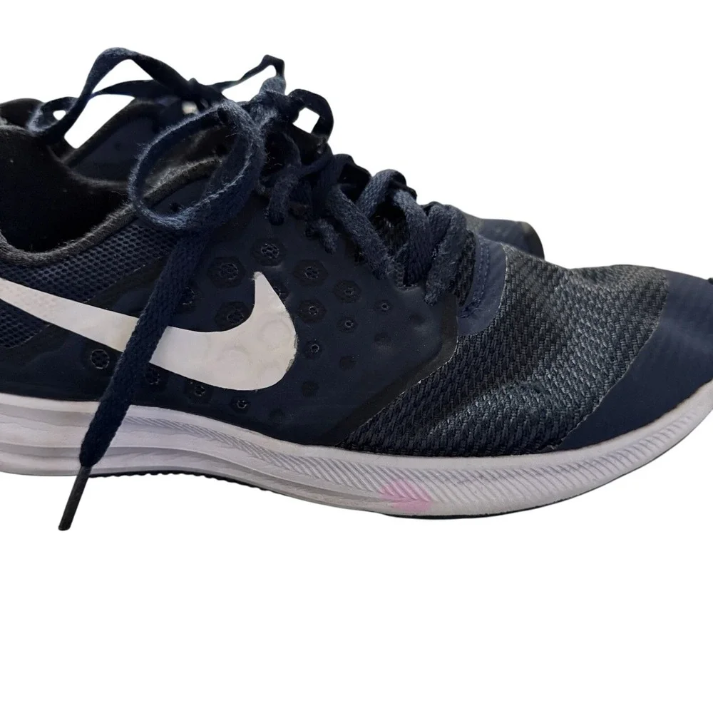 Kids Running Shoes Navy Blue White Size 5Y Athletic Sneakers Lace Up